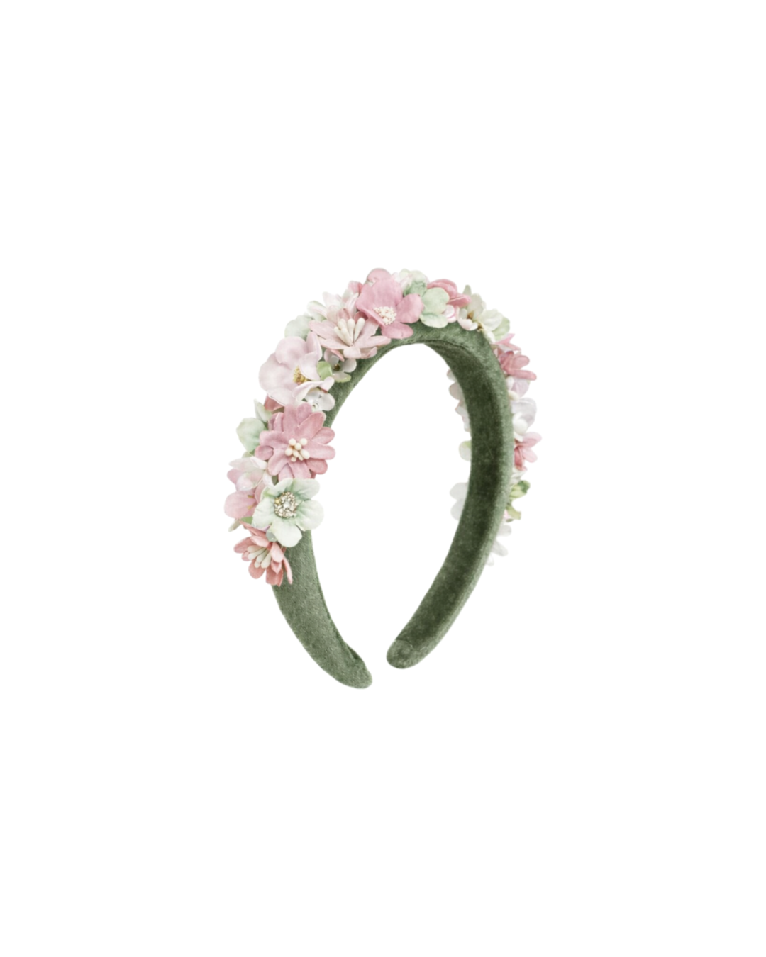 Обруч з квітами зелений