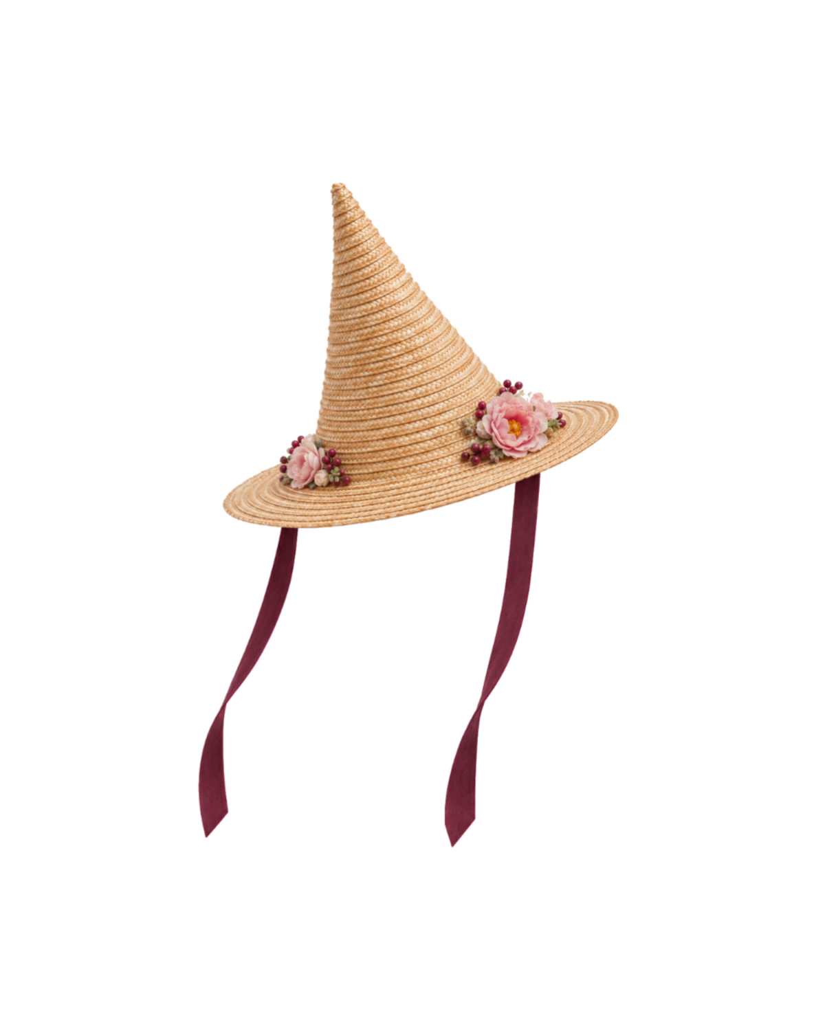 Straw Hat with Cherry Flowers
